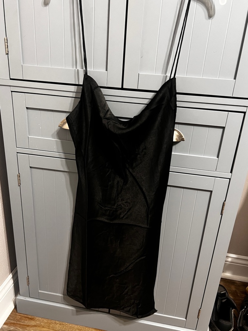 NWT Boutique Satin Slip Dress in Black